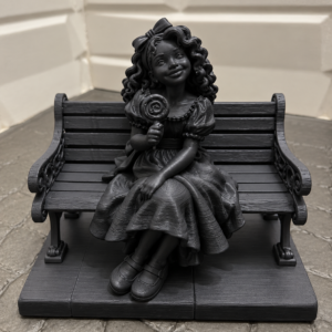 Erê Menina 13cm de altura Estátua Umbanda Candomblé PETG Detalhada para Altar cor preto