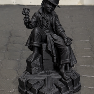 Imagem Exu Mirim 20cm Estátua Umbanda Candomblé PETG Detalhada para Altar cor preta